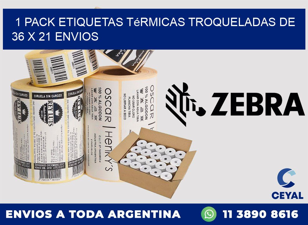 1 Pack etiquetas Térmicas Troqueladas De 36 x 21 ENVIOS