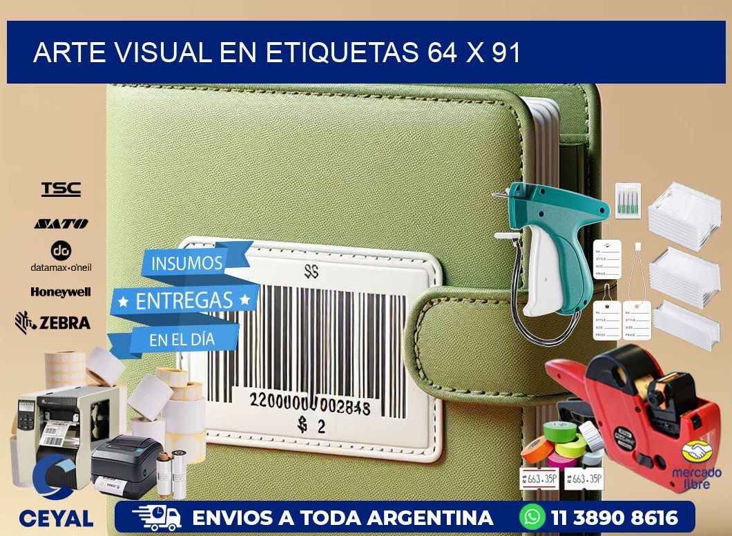 Arte visual en etiquetas 64 x 91