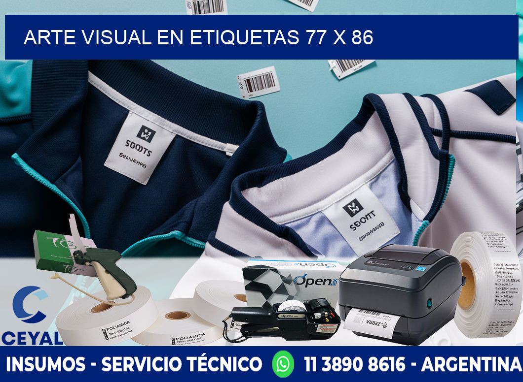 Arte visual en etiquetas 77 x 86