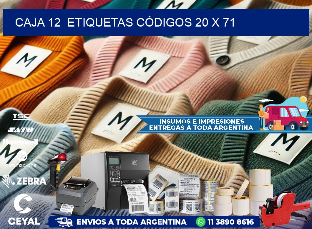 CAJA 12  ETIQUETAS CÓDIGOS 20 x 71