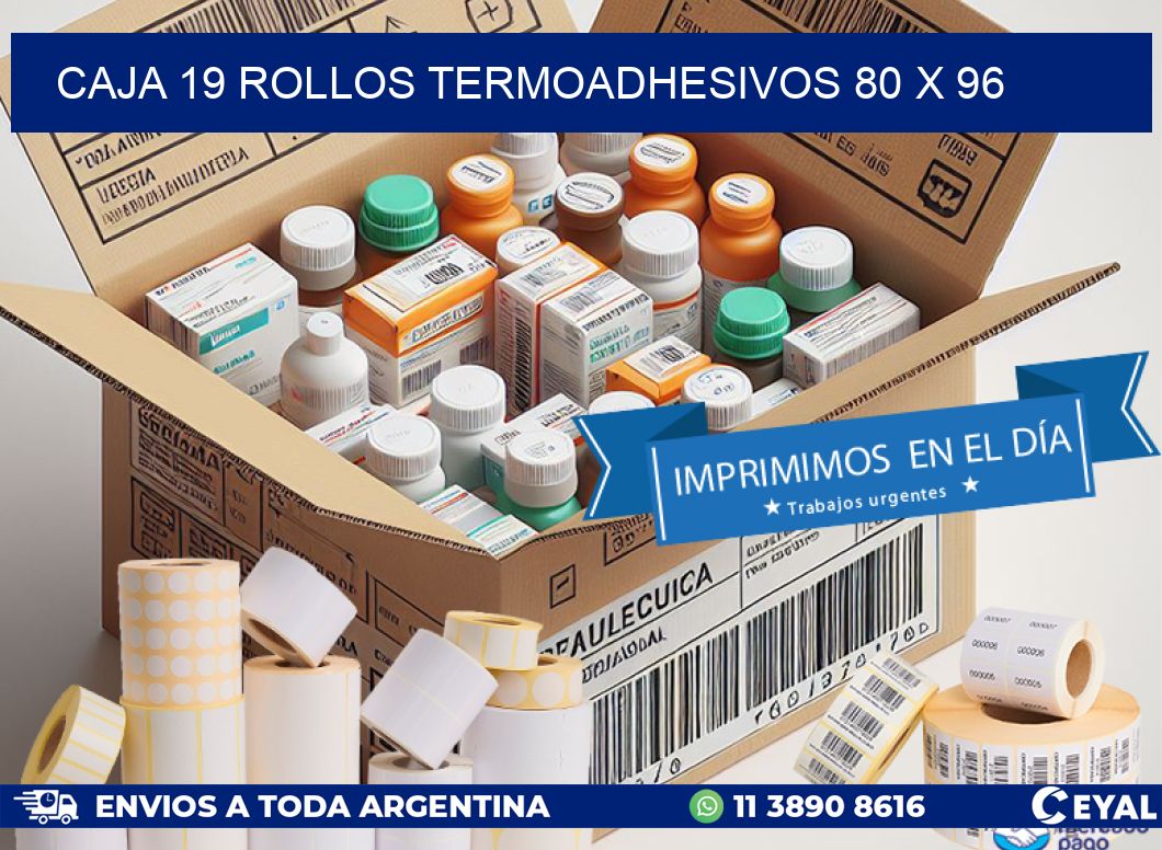 CAJA 19 ROLLOS TERMOADHESIVOS 80 x 96