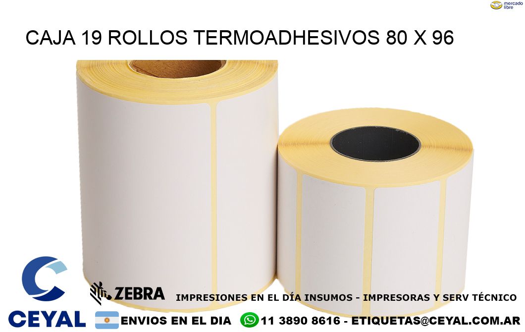 CAJA 19 ROLLOS TERMOADHESIVOS 80 x 96