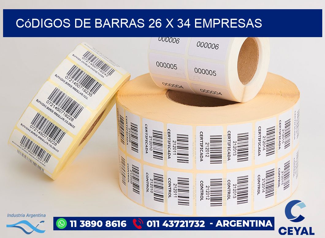 Códigos de Barras 26 x 34 empresas