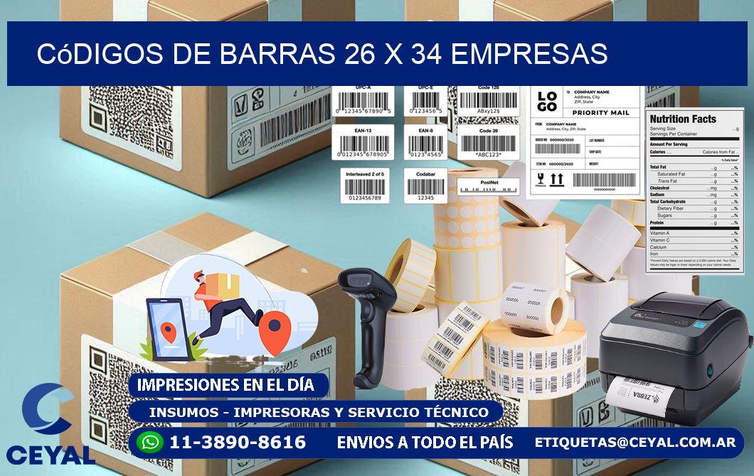 Códigos de Barras 26 x 34 empresas