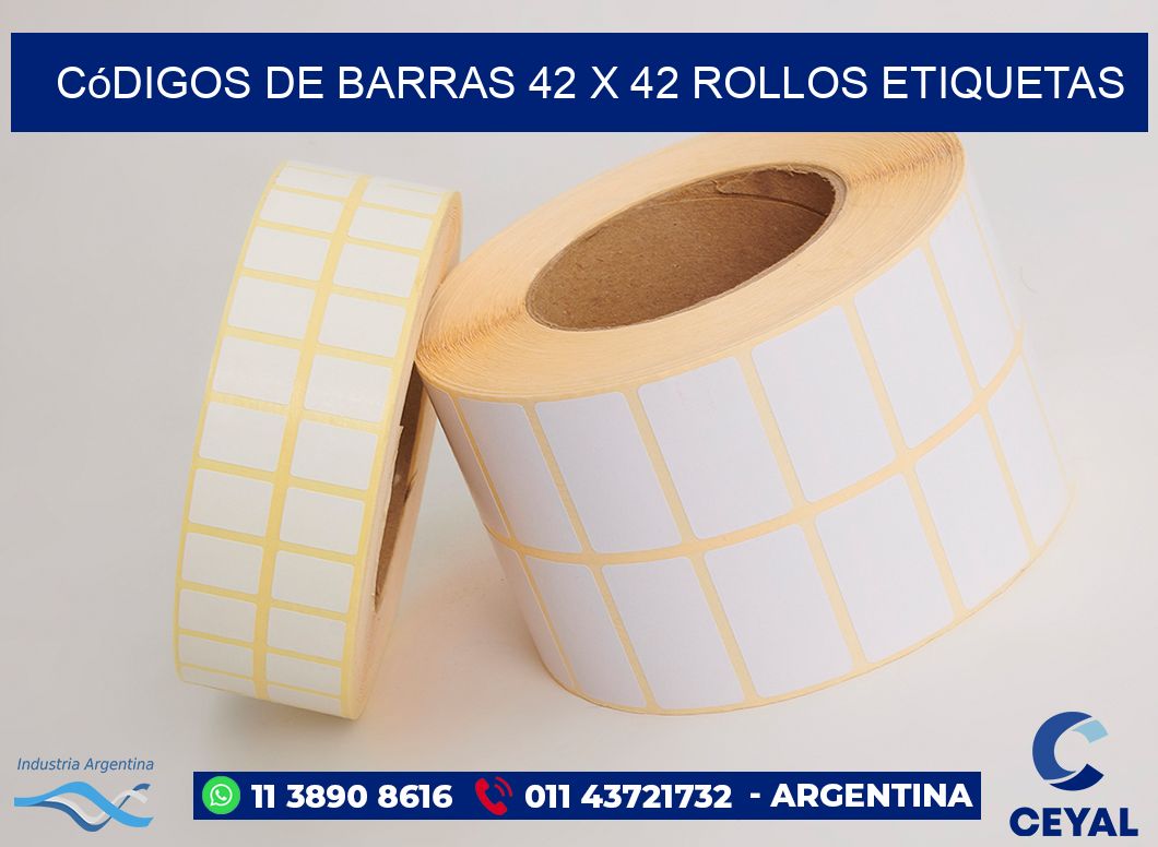 Códigos de Barras 42 x 42 ROLLOS ETIQUETAS