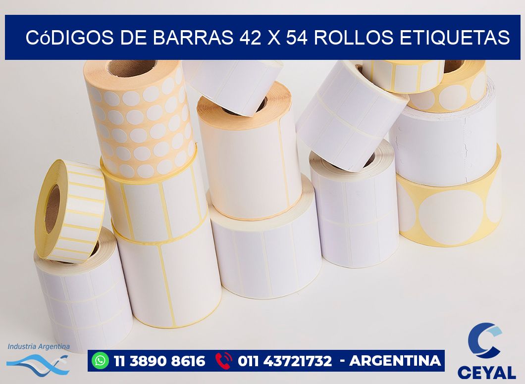 Códigos de Barras 42 x 54 ROLLOS ETIQUETAS
