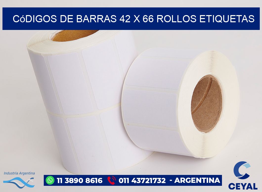 Códigos de Barras 42 x 66 ROLLOS ETIQUETAS