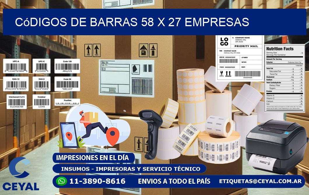 Códigos de Barras 58 x 27 empresas