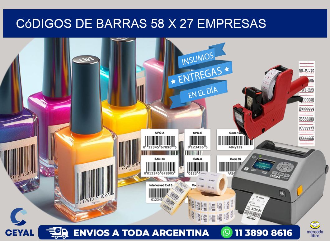 Códigos de Barras 58 x 27 empresas