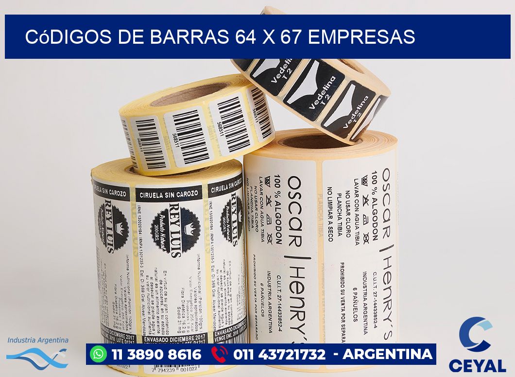 Códigos de Barras 64 x 67 empresas