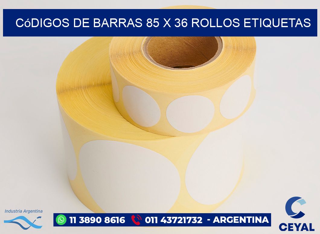 Códigos de Barras 85 x 36 ROLLOS ETIQUETAS