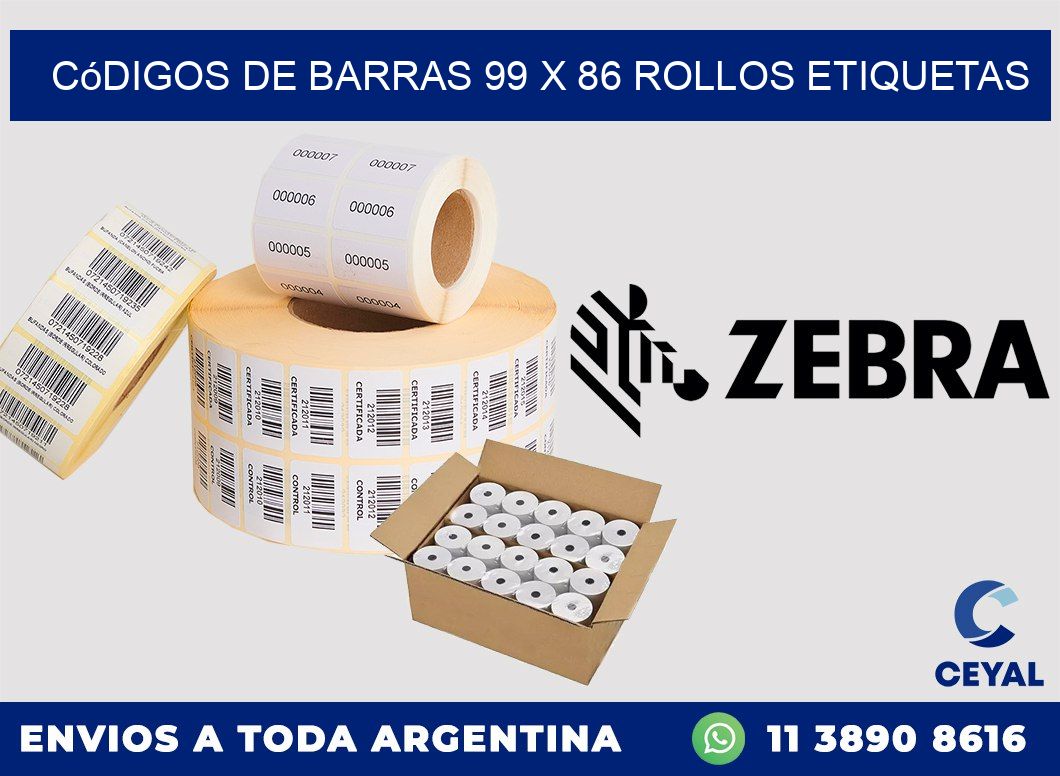 Códigos de Barras 99 x 86 ROLLOS ETIQUETAS