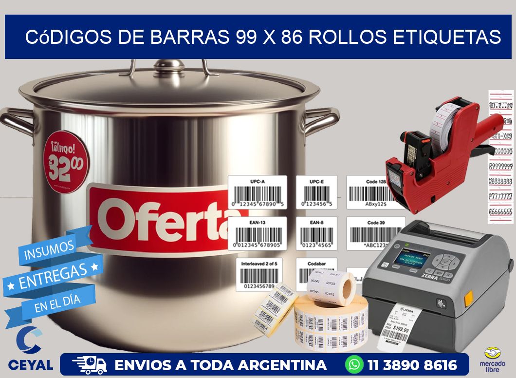 Códigos de Barras 99 x 86 ROLLOS ETIQUETAS