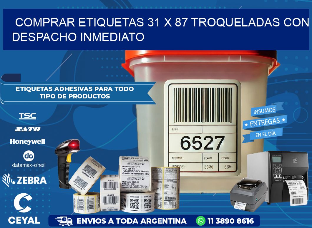 Comprar etiquetas 31 x 87 troqueladas con despacho inmediato