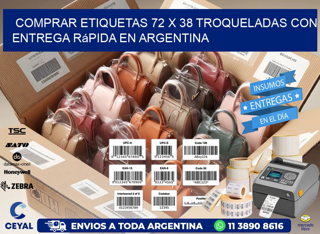 Comprar etiquetas 72 x 38 troqueladas con entrega rápida en Argentina