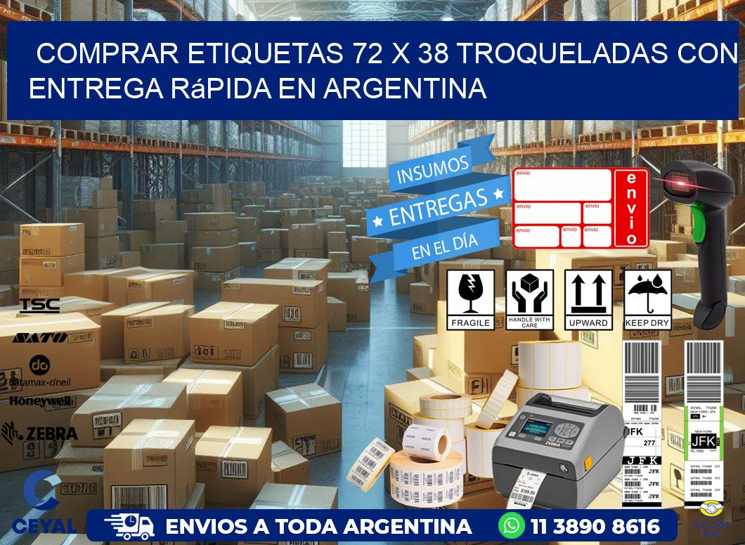 Comprar etiquetas 72 x 38 troqueladas con entrega rápida en Argentina