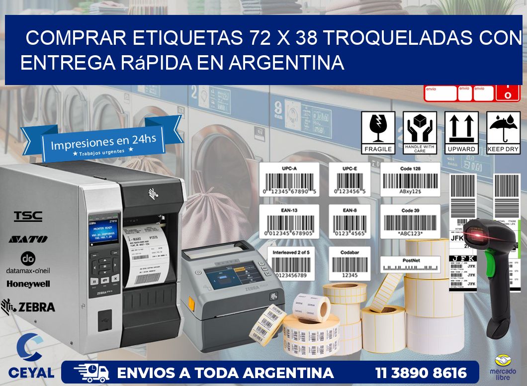 Comprar etiquetas 72 x 38 troqueladas con entrega rápida en Argentina