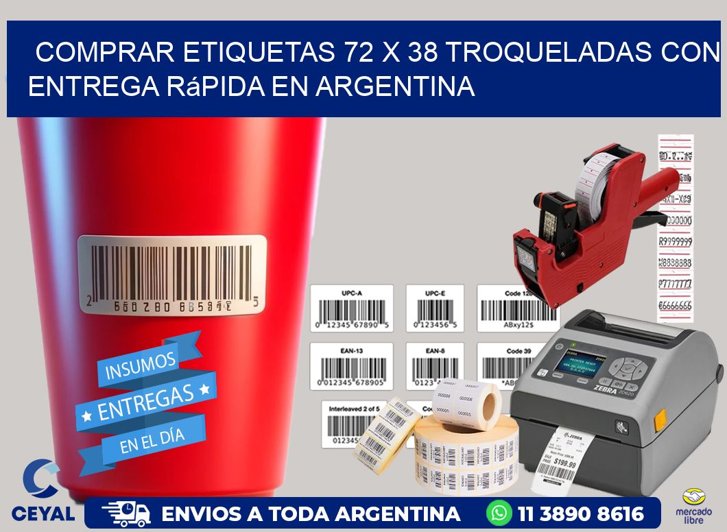 Comprar etiquetas 72 x 38 troqueladas con entrega rápida en Argentina
