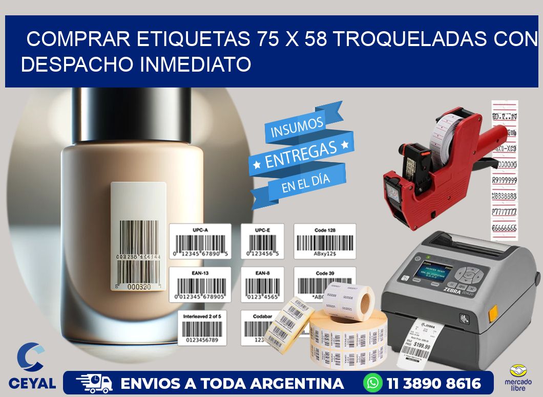 Comprar etiquetas 75 x 58 troqueladas con despacho inmediato