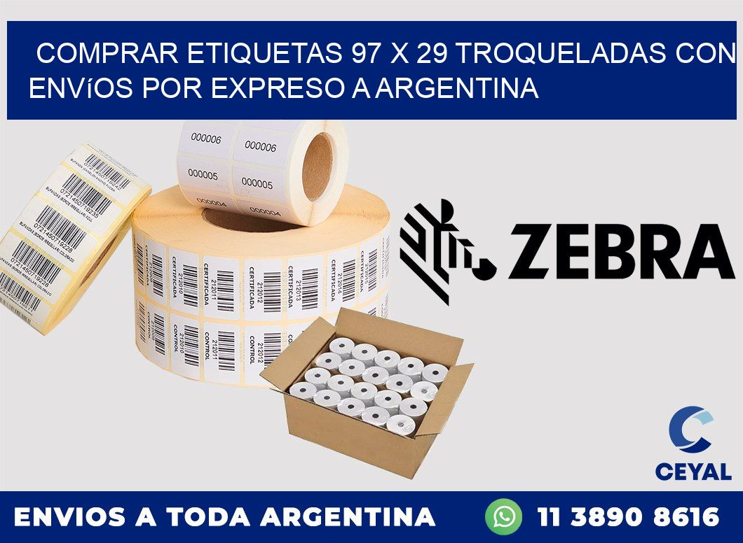 Comprar etiquetas 97 x 29 troqueladas con envíos por expreso a Argentina