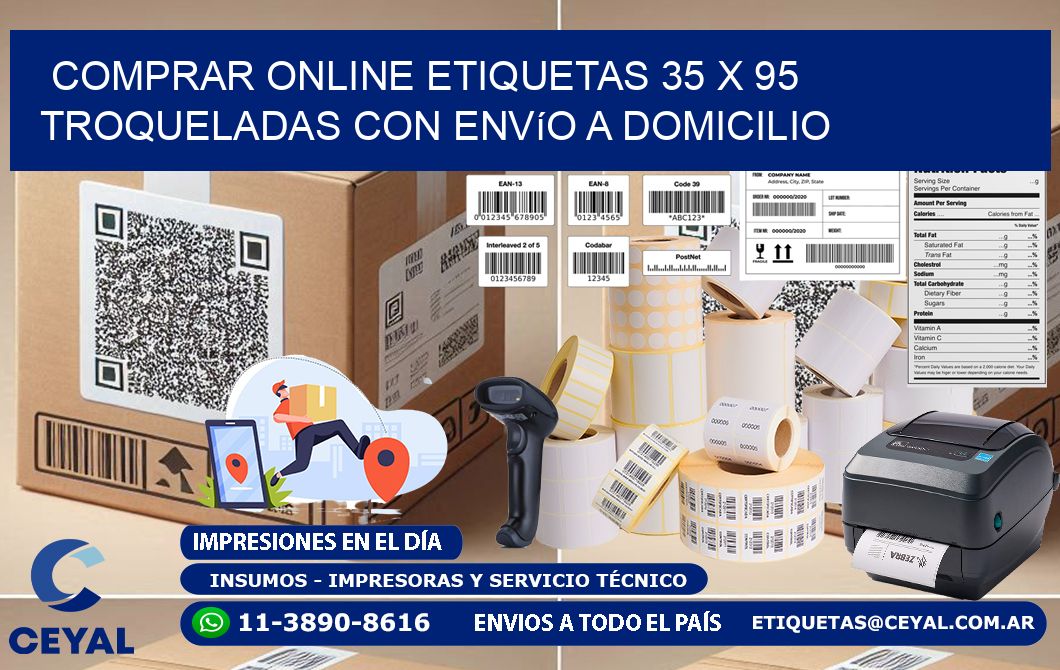 Comprar online etiquetas 35 x 95 troqueladas con envío a domicilio