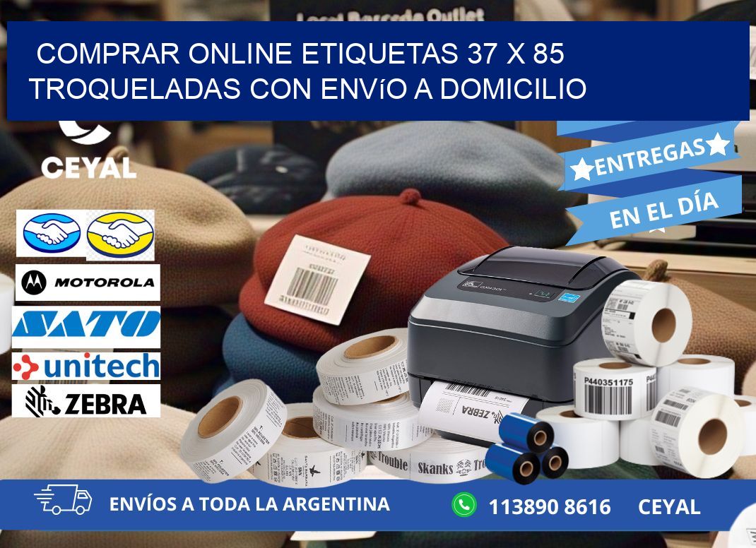 Comprar online etiquetas 37 x 85 troqueladas con envío a domicilio