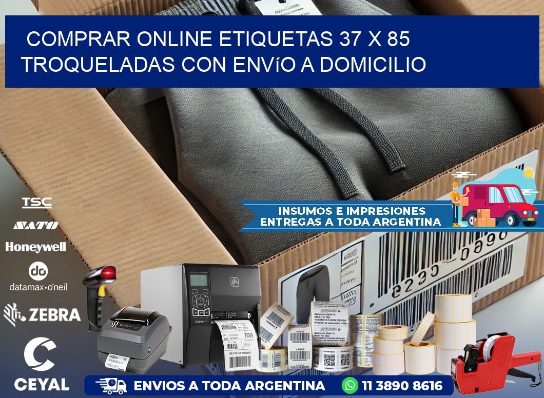 Comprar online etiquetas 37 x 85 troqueladas con envío a domicilio