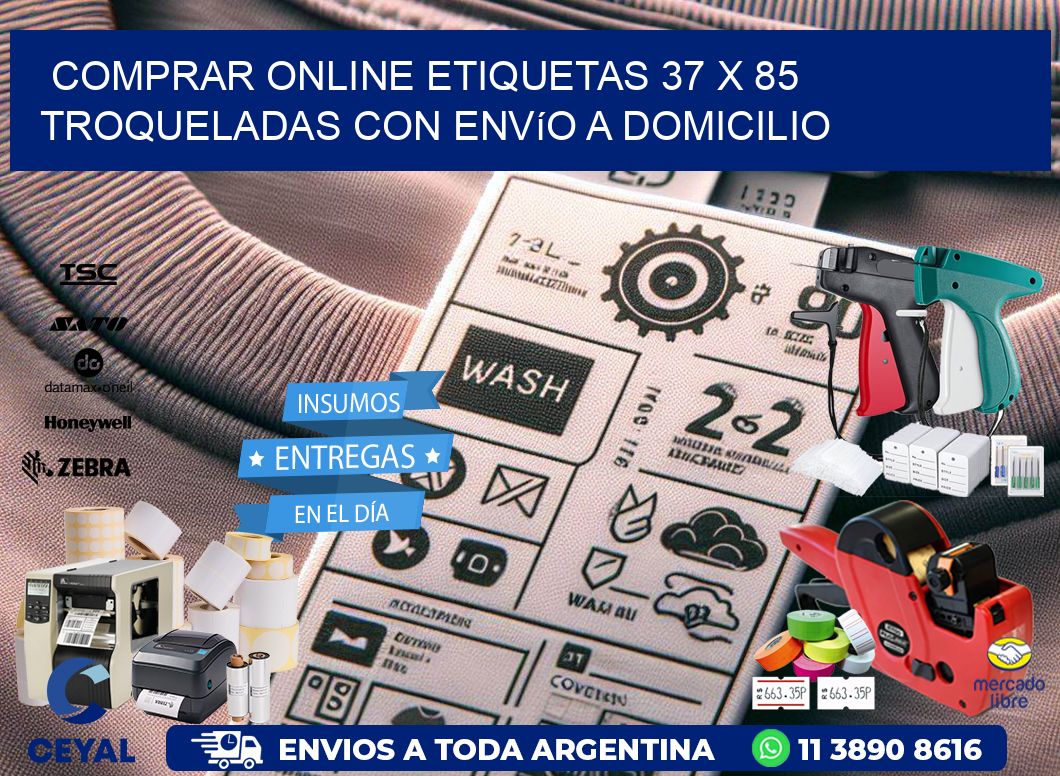 Comprar online etiquetas 37 x 85 troqueladas con envío a domicilio