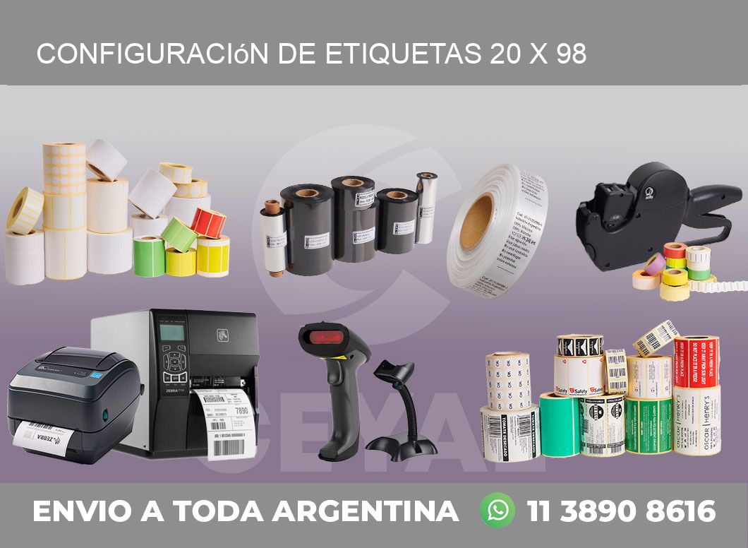 Configuración de etiquetas 20 x 98