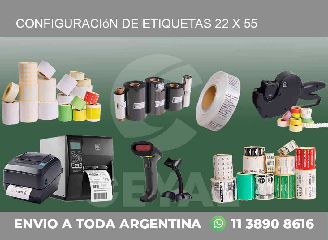 Configuración de etiquetas 22 x 55