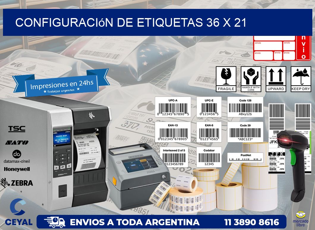 Configuración de etiquetas 36 x 21