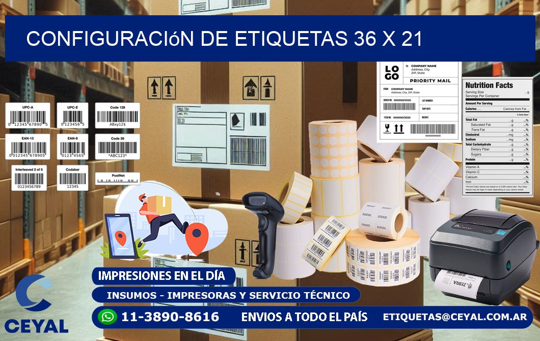 Configuración de etiquetas 36 x 21