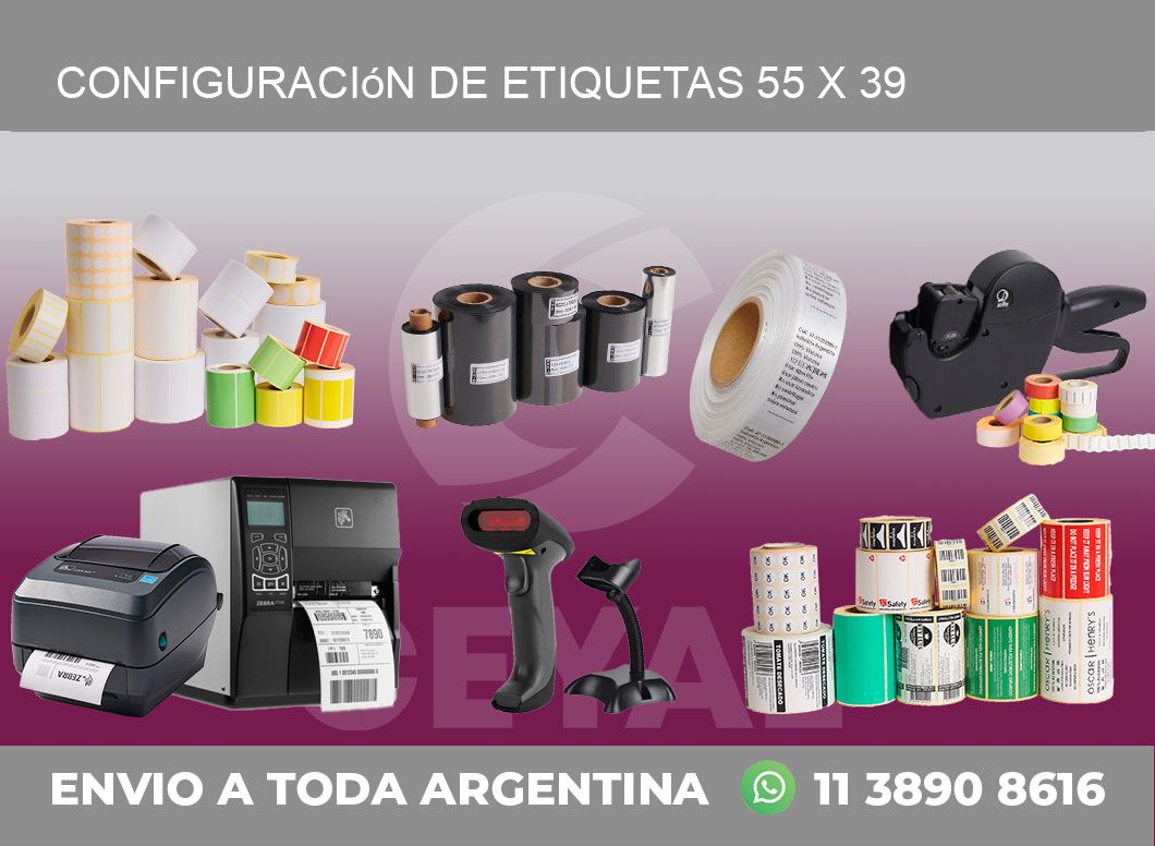 Configuración de etiquetas 55 x 39