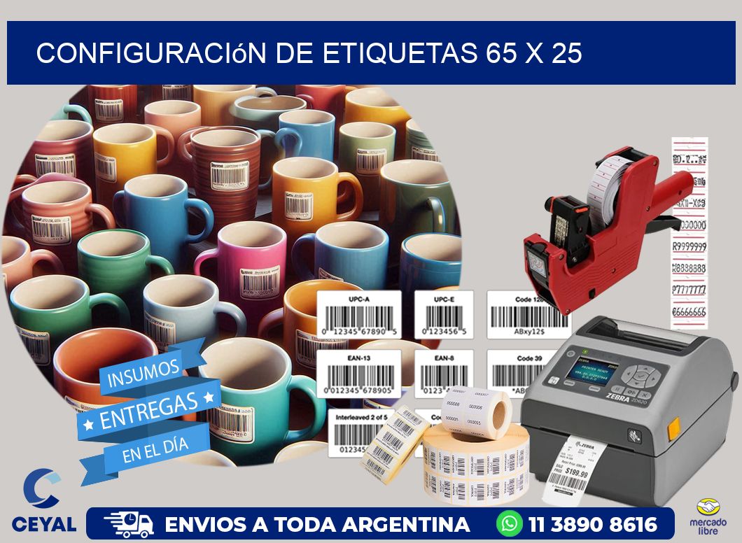 Configuración de etiquetas 65 x 25