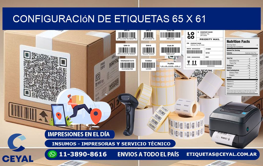 Configuración de etiquetas 65 x 61