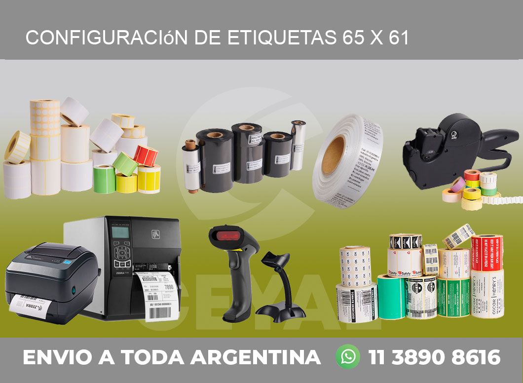 Configuración de etiquetas 65 x 61