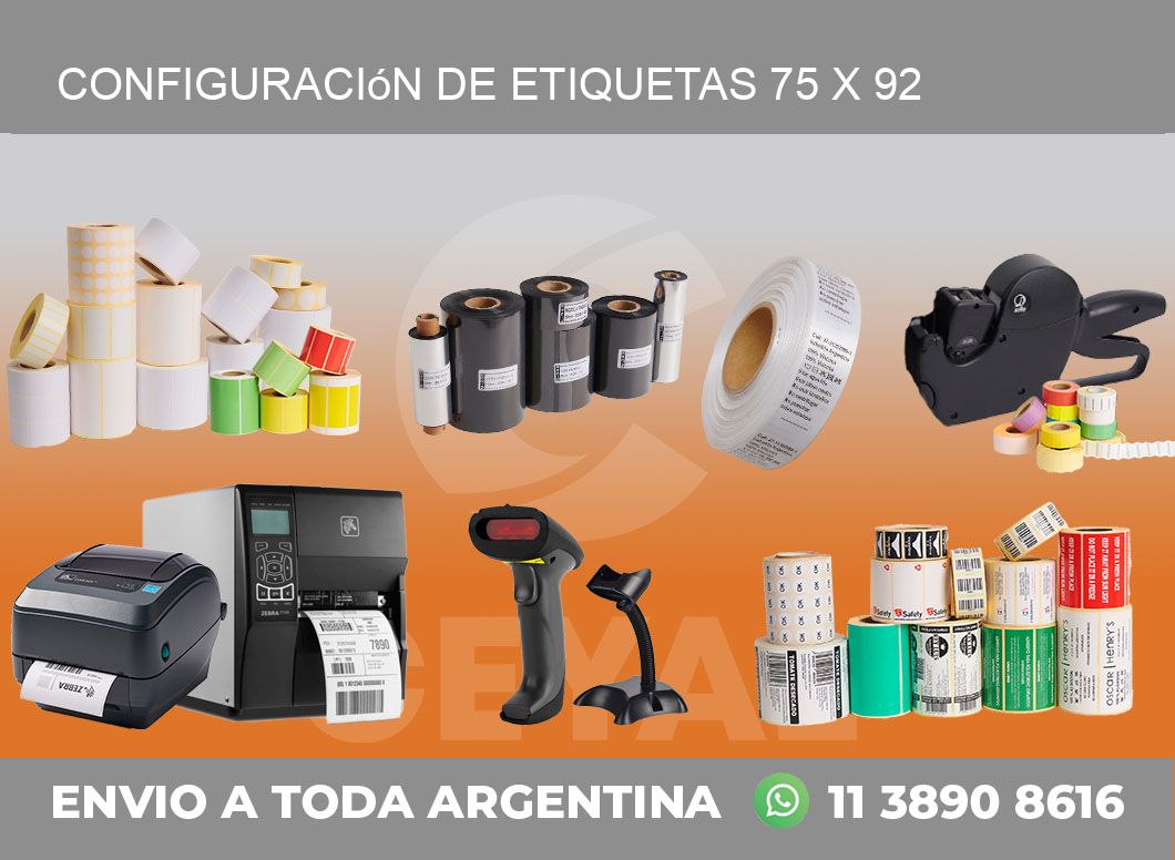 Configuración de etiquetas 75 x 92