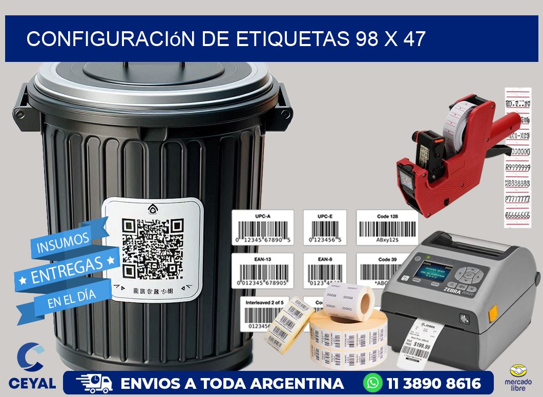Configuración de etiquetas 98 x 47