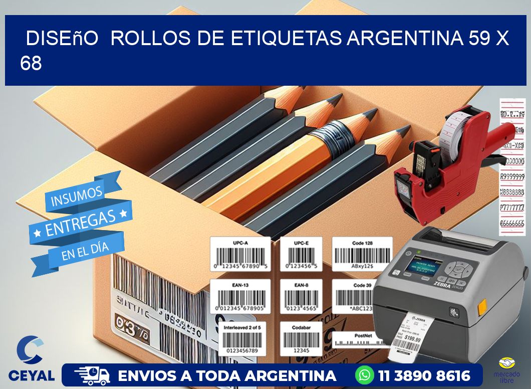 Diseño  ROLLOS DE ETIQUETAS ARGENTINA 59 x 68