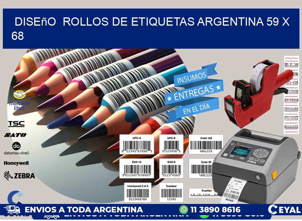 Diseño  ROLLOS DE ETIQUETAS ARGENTINA 59 x 68