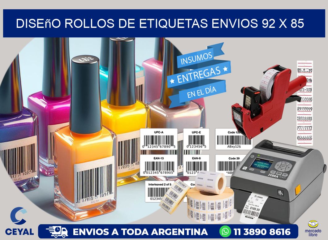Diseño ROLLOS DE ETIQUETAS ENVIOS 92 x 85