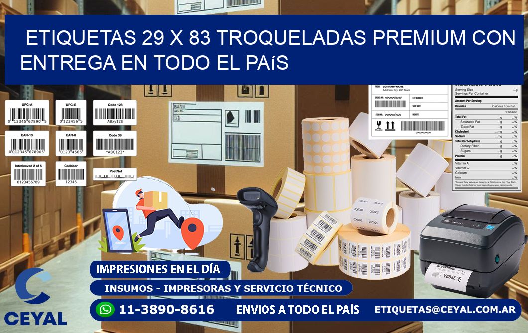 Etiquetas 29 x 83 troqueladas premium con entrega en todo el país