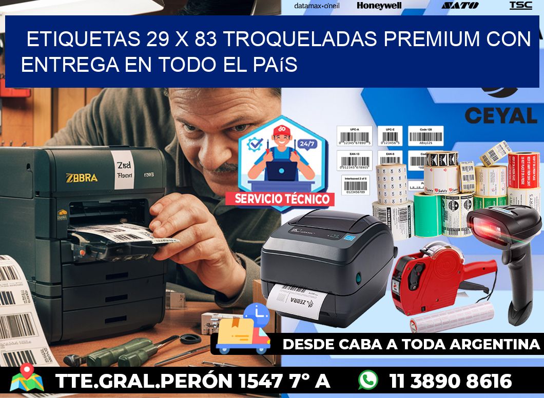 Etiquetas 29 x 83 troqueladas premium con entrega en todo el país
