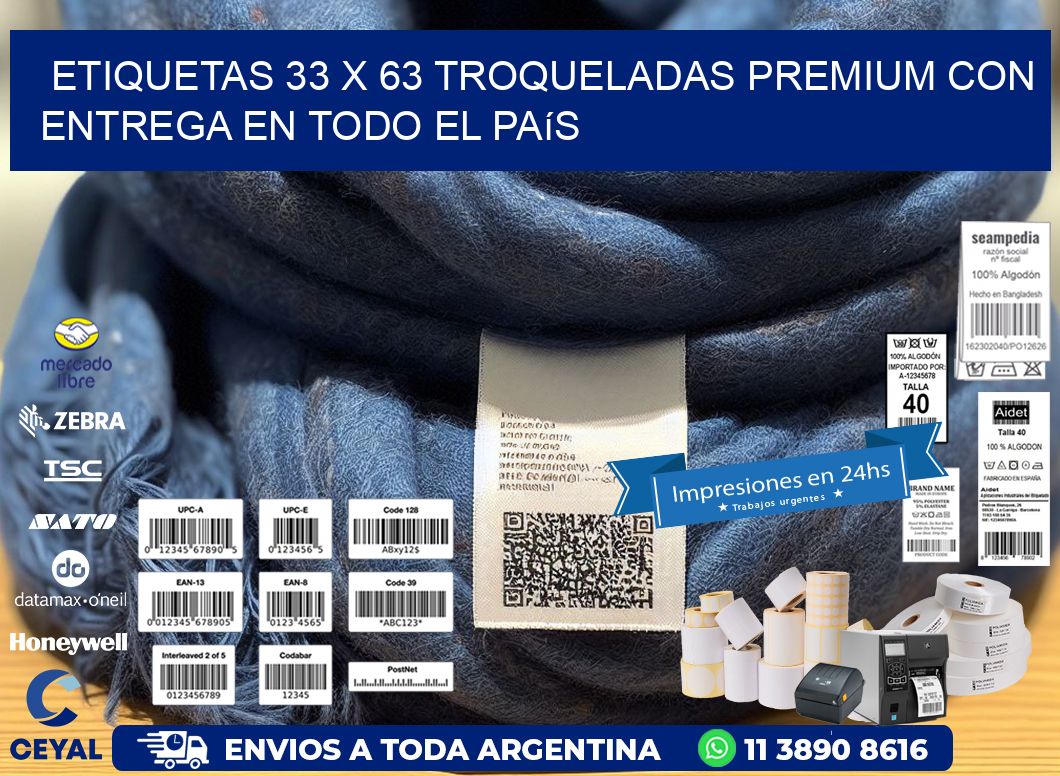 Etiquetas 33 x 63 troqueladas premium con entrega en todo el país