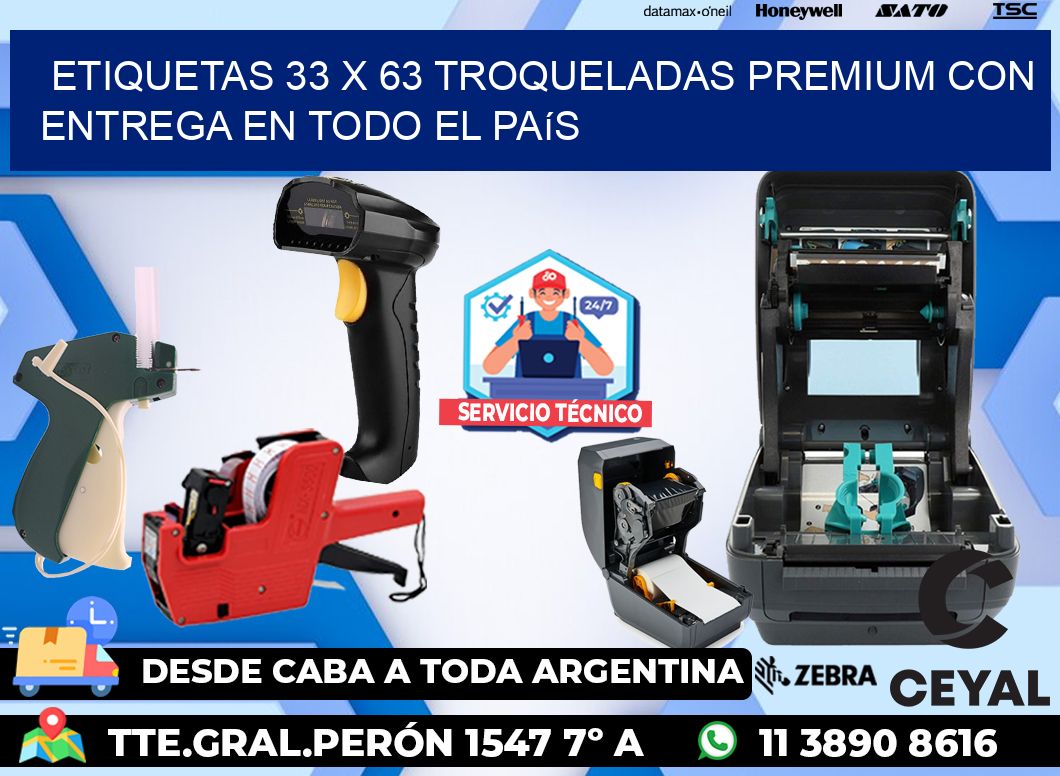 Etiquetas 33 x 63 troqueladas premium con entrega en todo el país