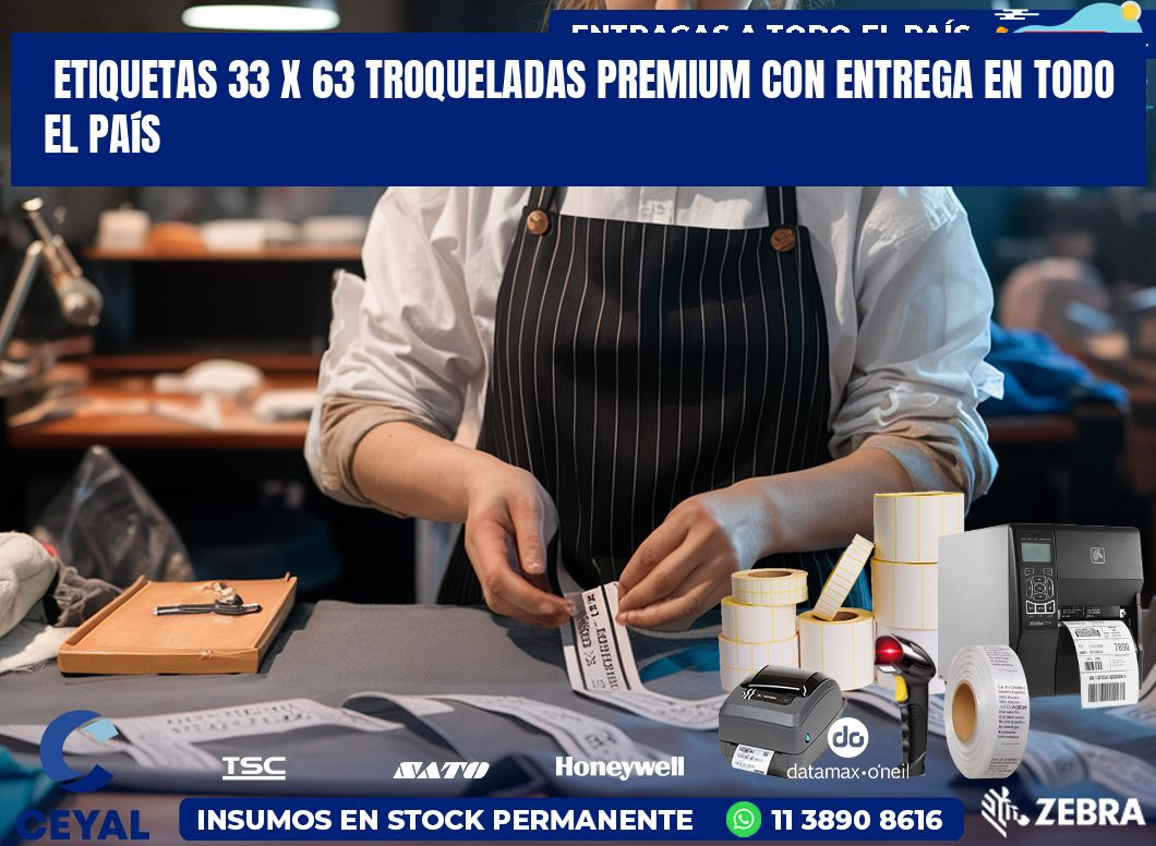 Etiquetas 33 x 63 troqueladas premium con entrega en todo el país