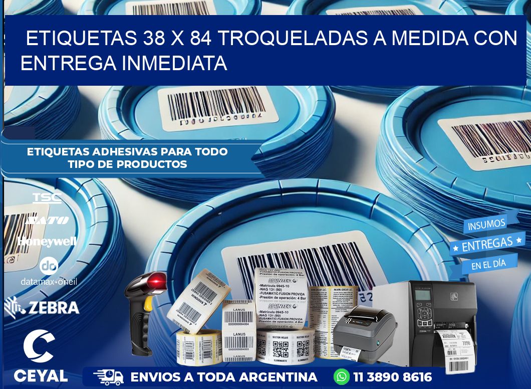 Etiquetas 38 x 84 troqueladas a medida con entrega inmediata