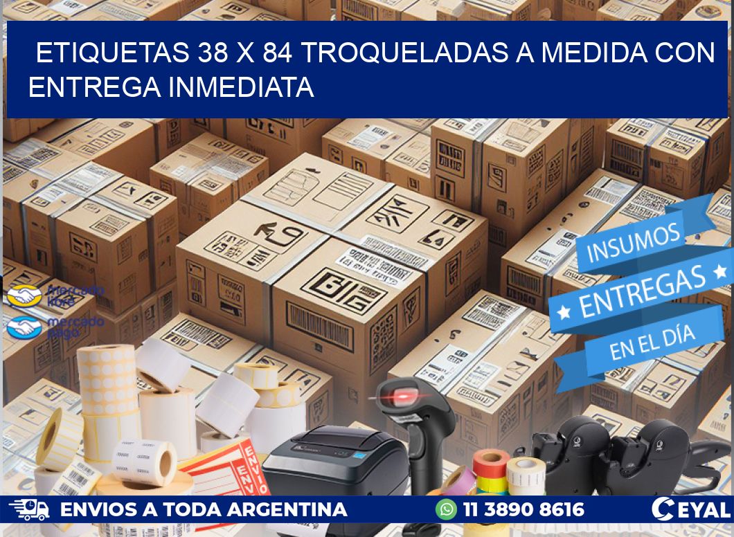 Etiquetas 38 x 84 troqueladas a medida con entrega inmediata