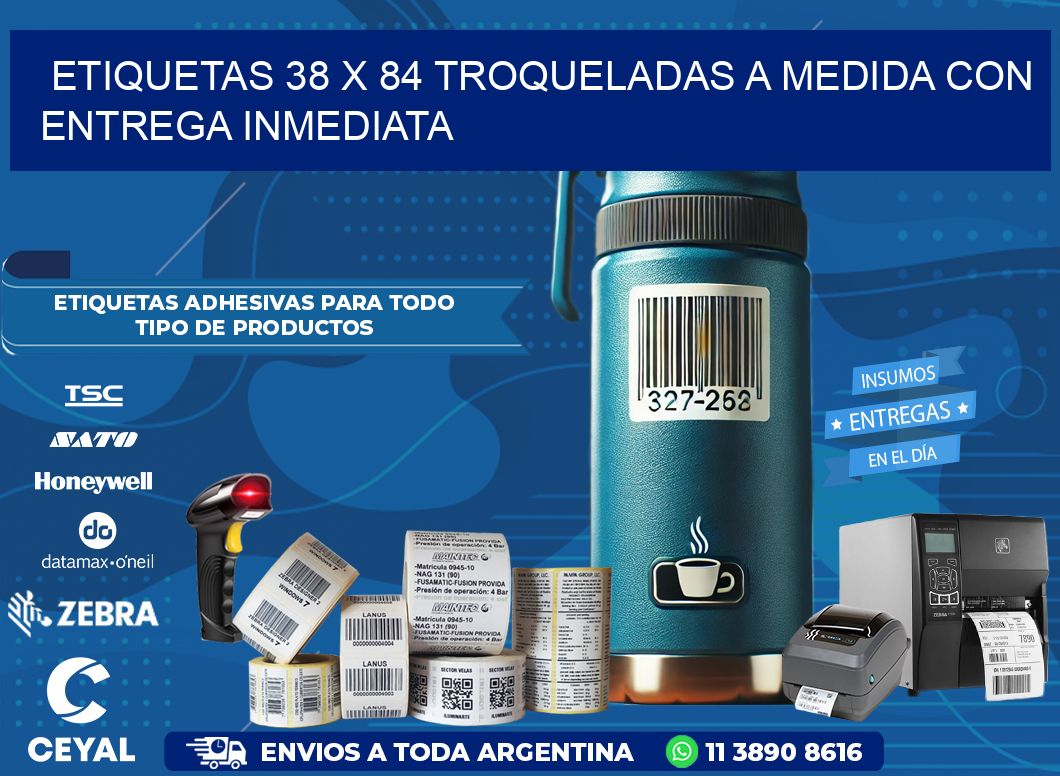 Etiquetas 38 x 84 troqueladas a medida con entrega inmediata