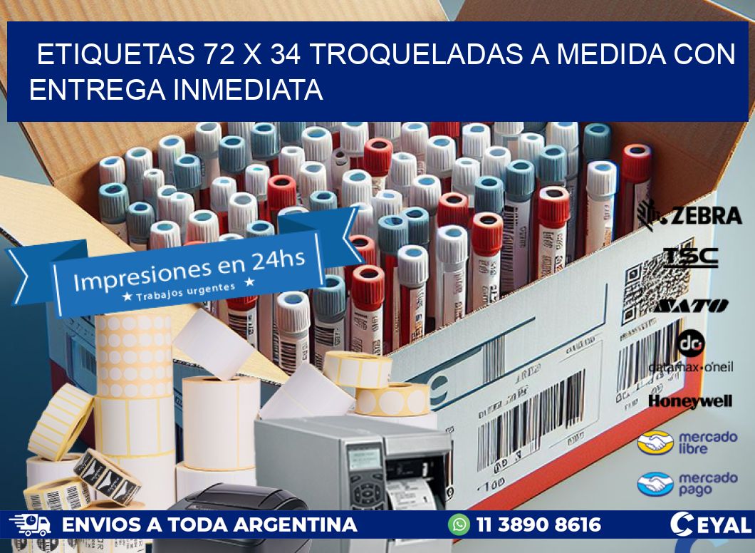 Etiquetas 72 x 34 troqueladas a medida con entrega inmediata